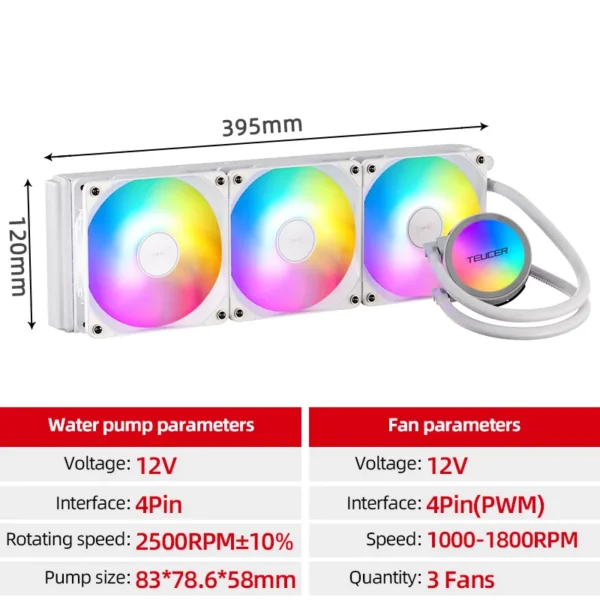Teucer AF-360 RGB 360mm CPU Liquid Water Cooler - Image 12