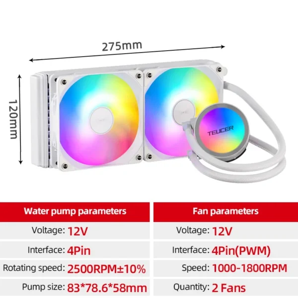 Teucer AF-360 RGB 360mm CPU Liquid Water Cooler - Image 8